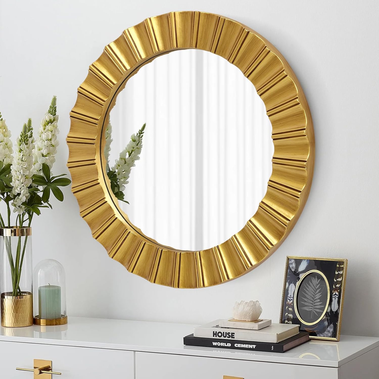 Miroir Rond Bord Doré 40cm — 40cm, dore | Boutique NAYA