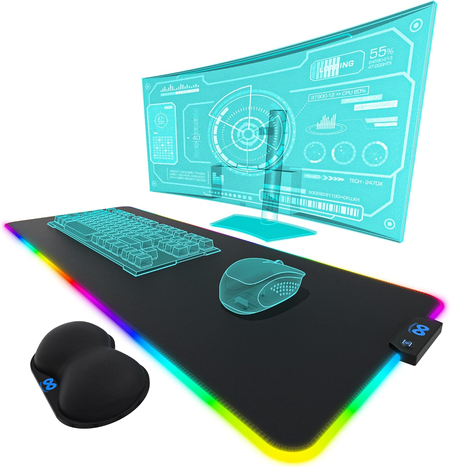 Pad Gamer RGB XL Bureau — bureau, padgamer | Boutique NAYA
