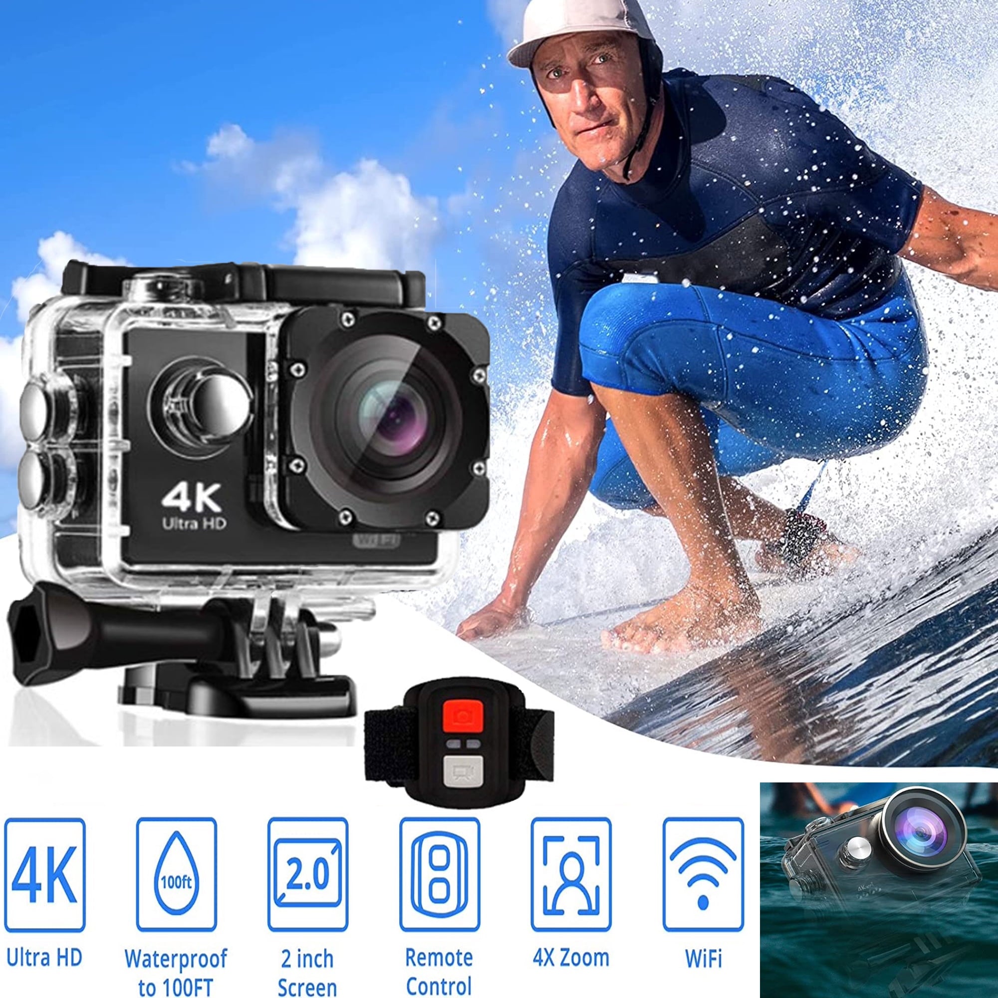 Mini Caméra 4K Sportive Étanche — 4k, etanche | Boutique NAYA