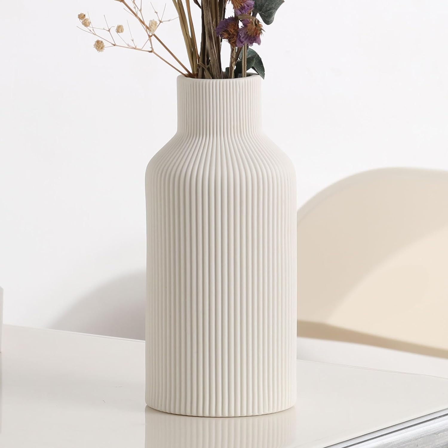 Vase Céramique Minimaliste Blanc — blanc, ceramique | Boutique NAYA