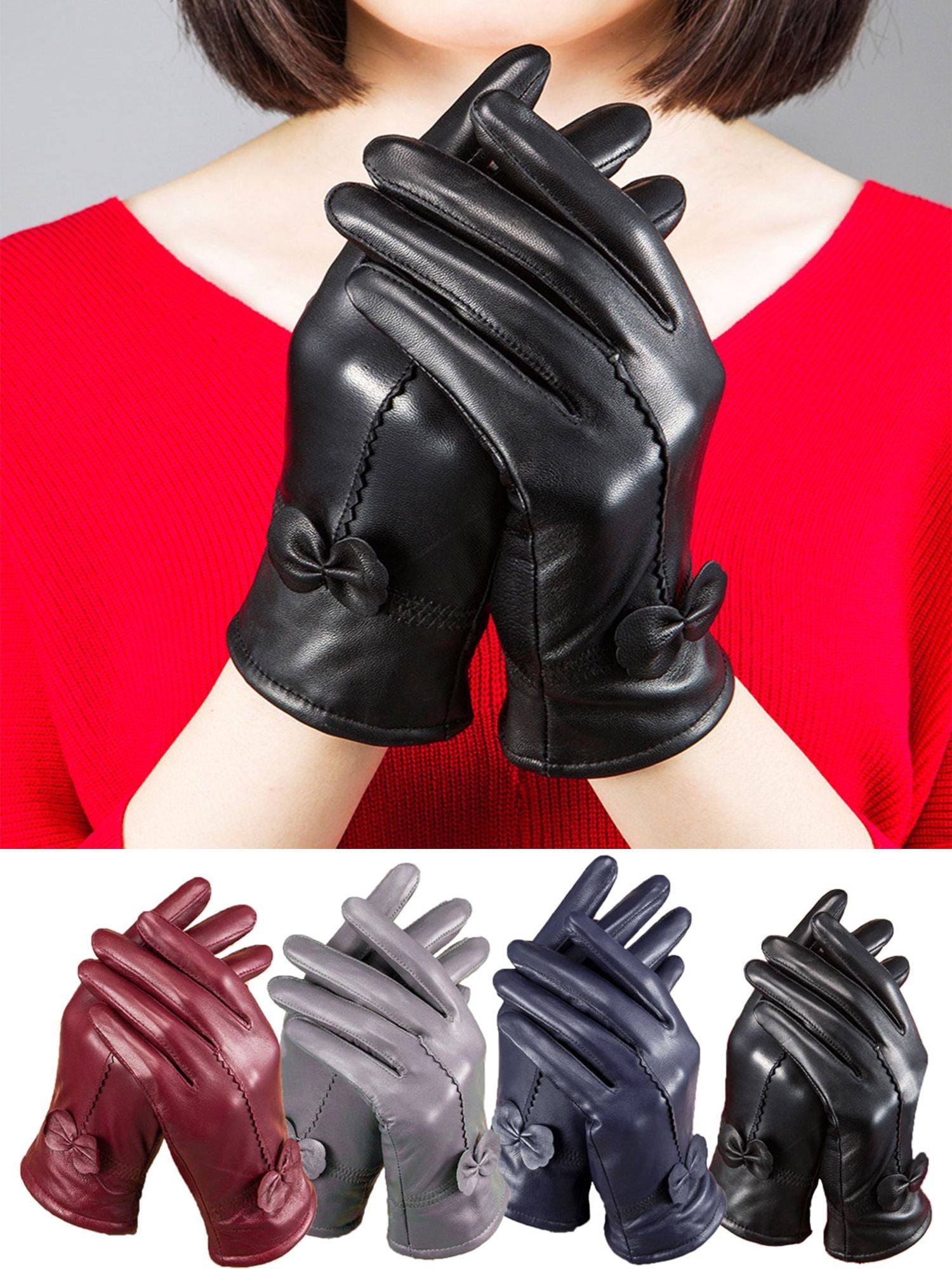 Gants Cuir Doublés Hiver Élégants — cuir, elegant | Boutique NAYA